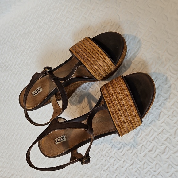 UGG Women's Brown Wedge Sandals - Picture 5 of 5